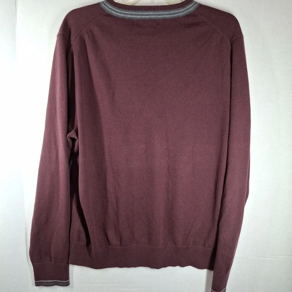 Banana Republic‎ Sweater Men's Large Burgundy Cashmere Blend V Neck Academia
